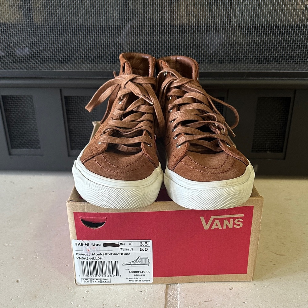 Vans Brown Suede High-Top Sneakers with White Soles
